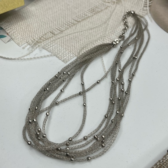 Ross Simons 925 Sterling Silver Mesh Necklace With Beaded Accents - Picture 6 of 17